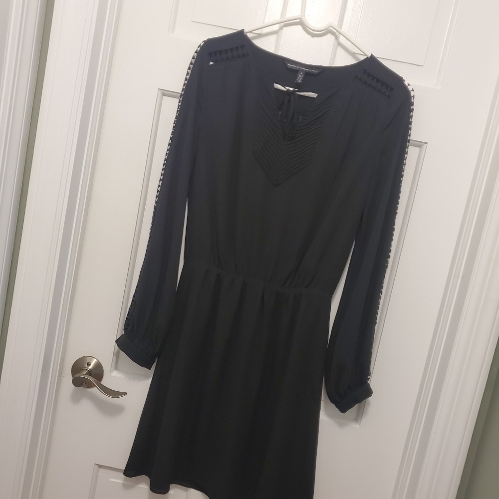 EC White House Black Market Black blouson Dress Size 2, Cutouts - Picture 8 of 11